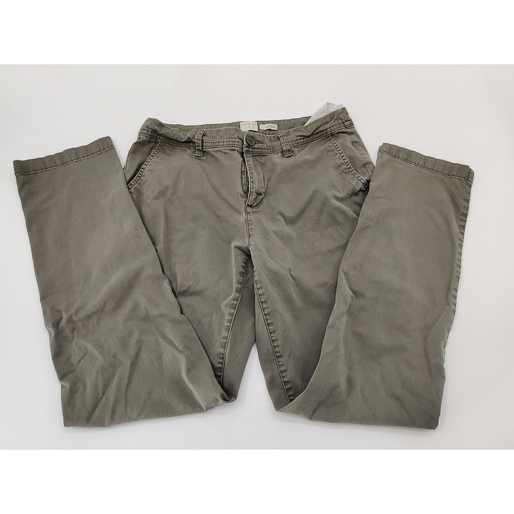 A New Day Womens Olive Green Stretch Chino Pants Straight Leg Size 6‎ Mid Rise